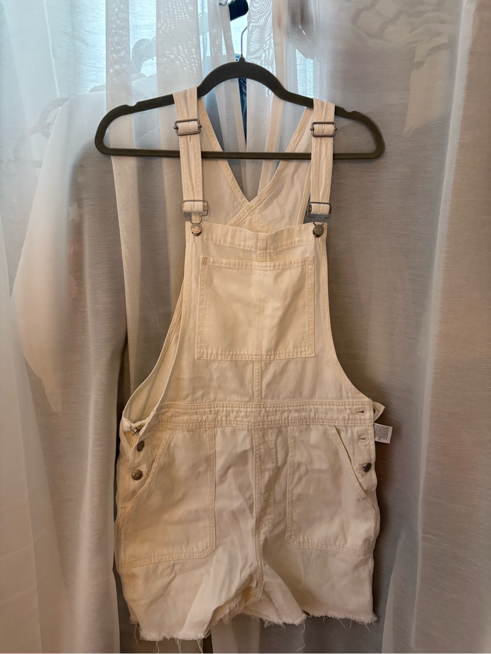 Madewell White Short Denim Overalls